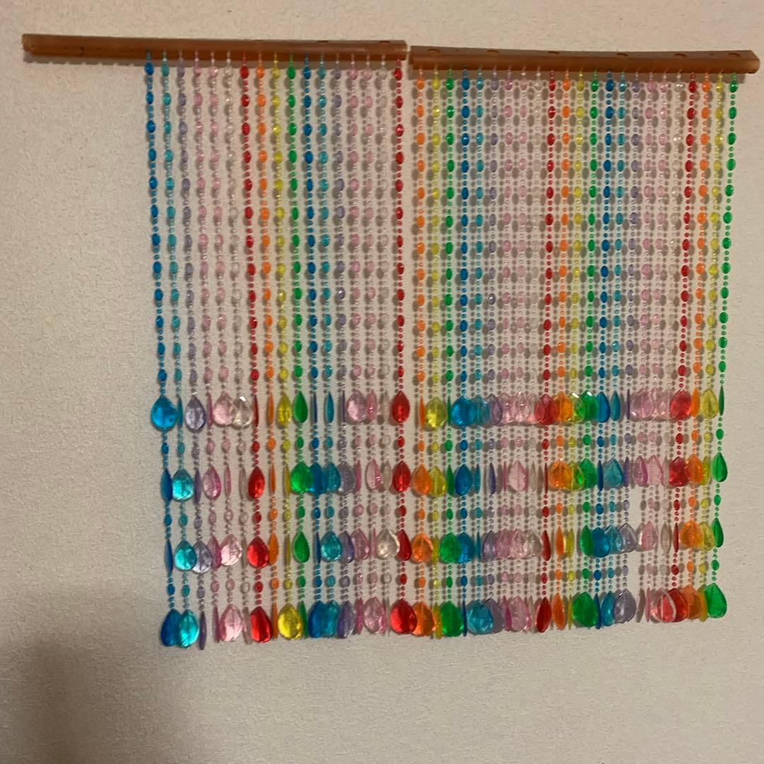 レア★ビーズカーテン　クリア　昭和レトロ　平成レトロ　ポップ　スケルトン　のれん