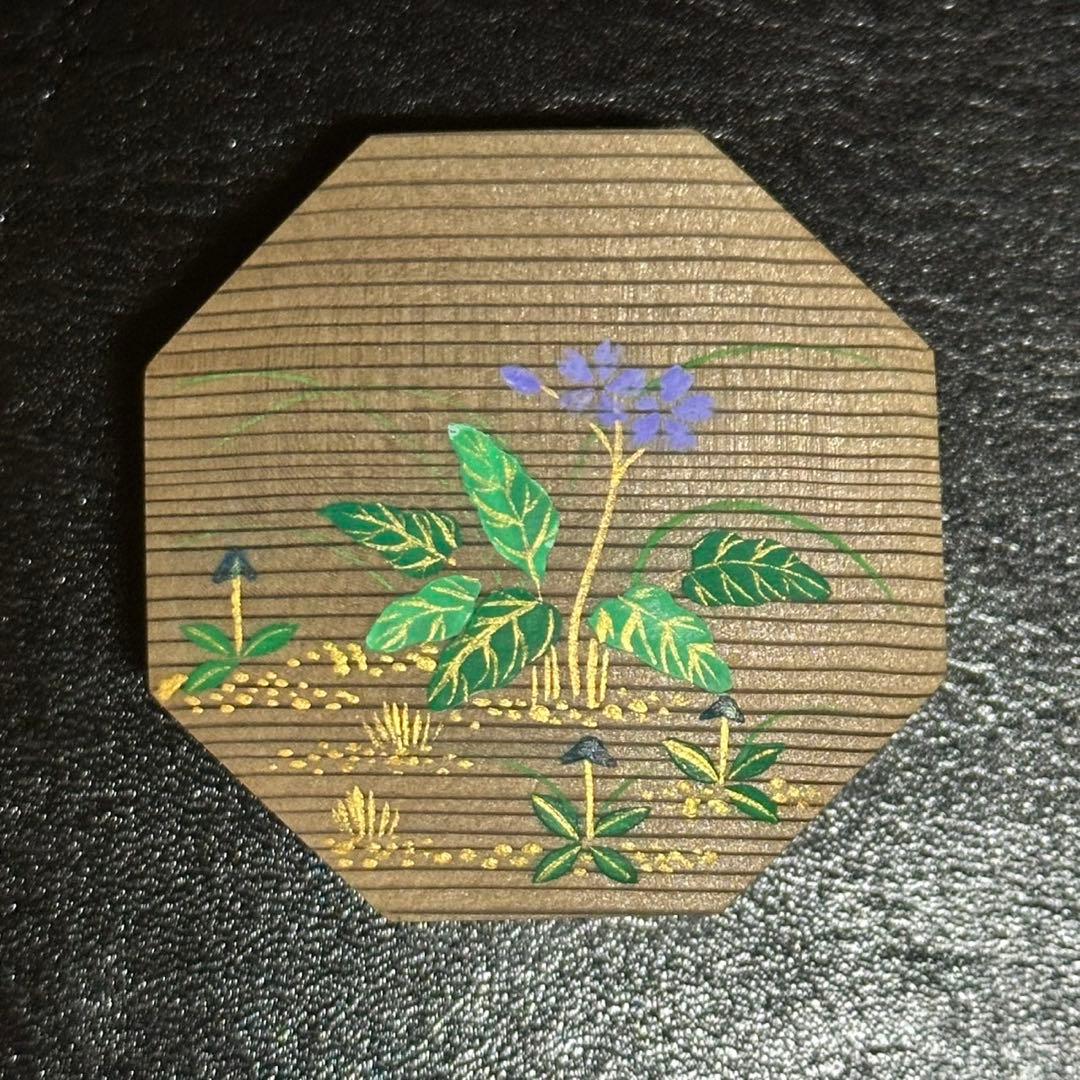 ★茶道具！春野絵 神代杉 八角茶器『中谷 秀斉』作！共箱！★