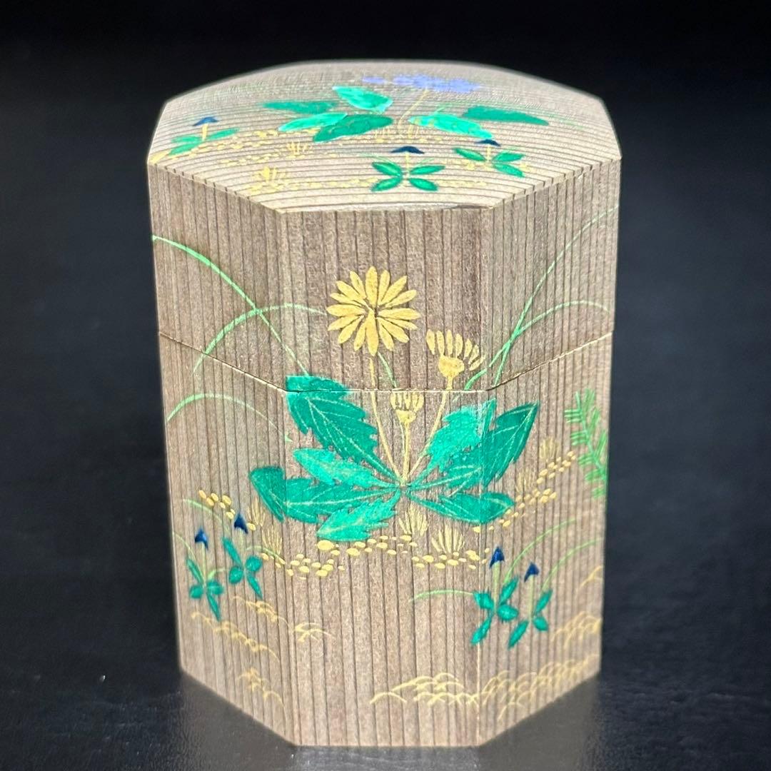 ★茶道具！春野絵 神代杉 八角茶器『中谷 秀斉』作！共箱！★