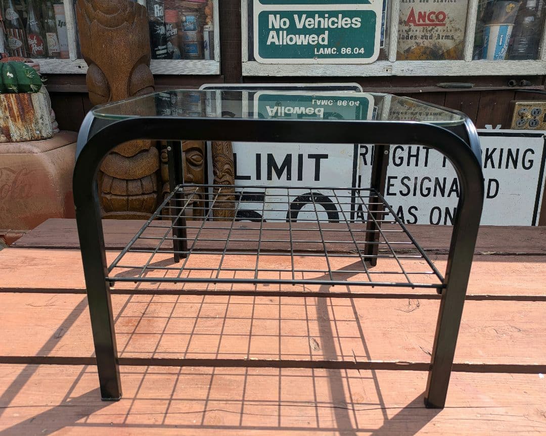 昭和レトロ ガラステーブル　センターテーブル　　ミッドセンチュリー　ポストモダン