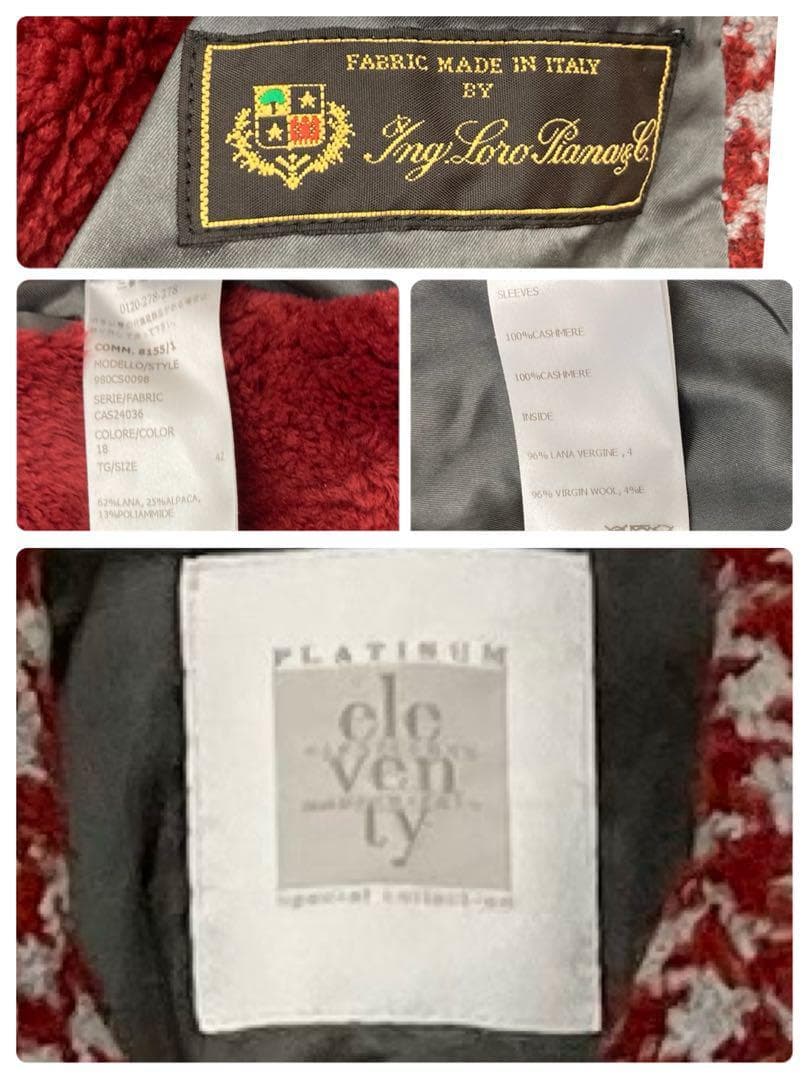 イレブンティ eleventy 千鳥格子 コート　ヌートリアファー　ロロピアーナ