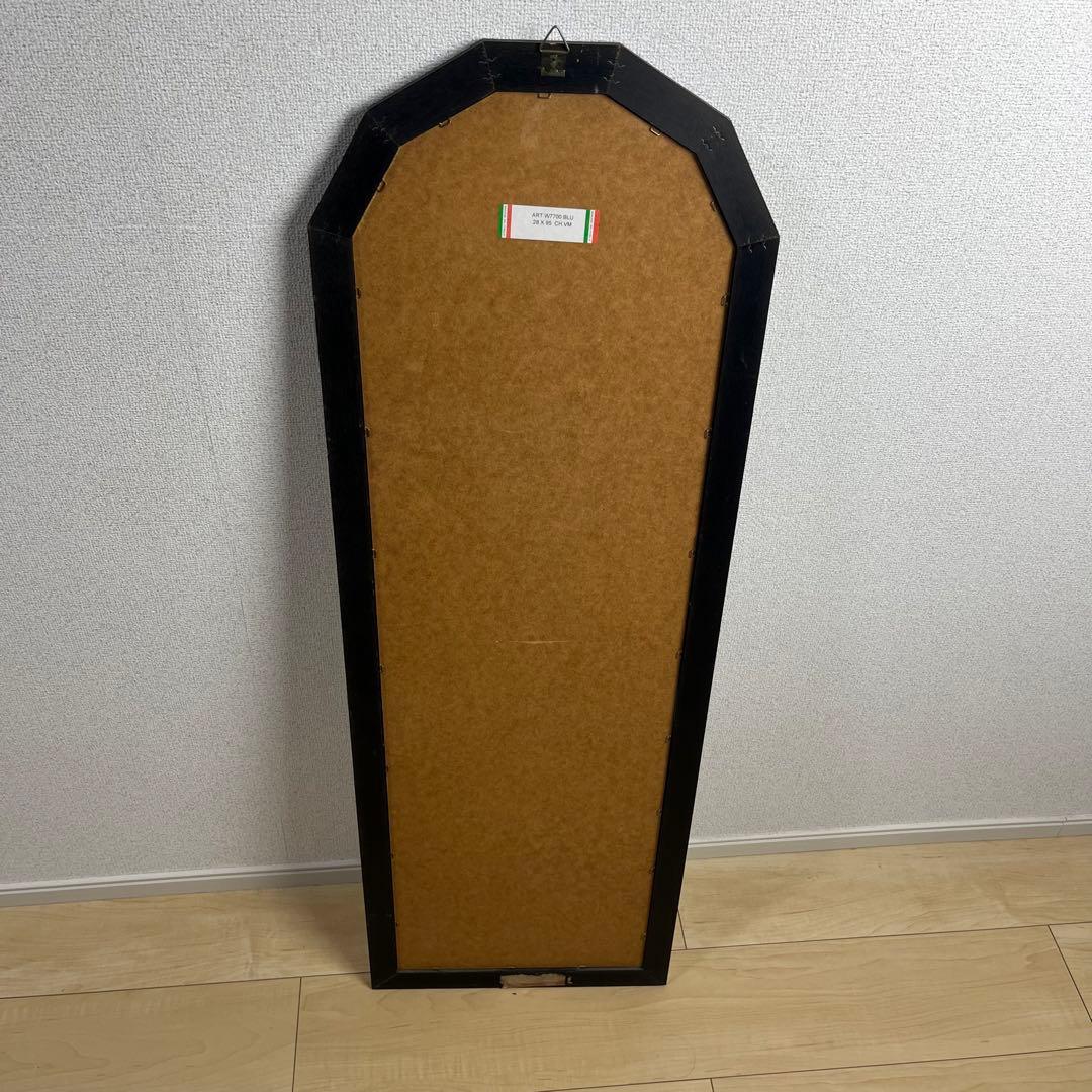 イタリア製 鏡 八角形 木製フレーム スタンドミラー 100cm