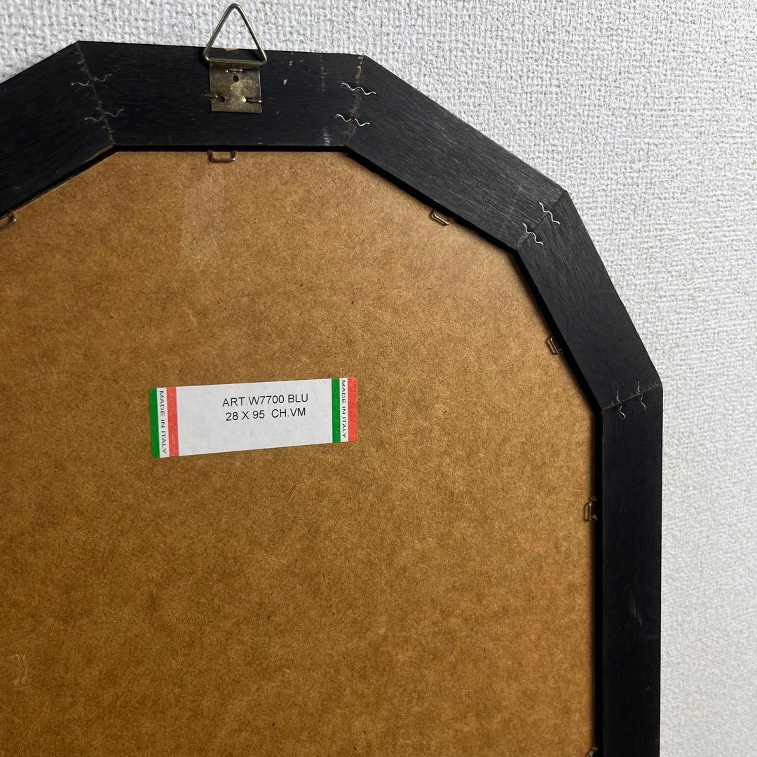 イタリア製 鏡 八角形 木製フレーム スタンドミラー 100cm