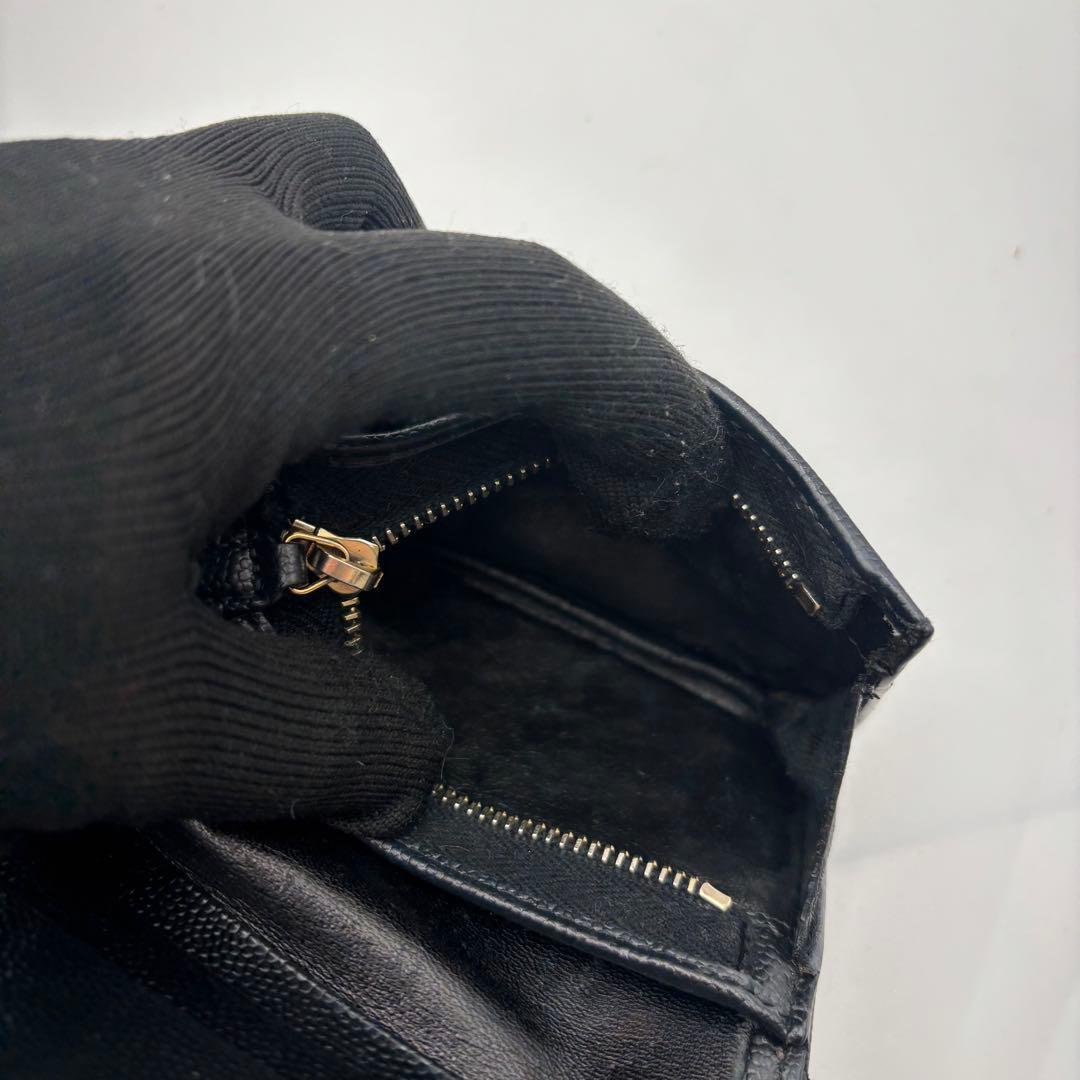 saint laurent 二つ折り財布　カサンドラ　ブラック　キルティング
