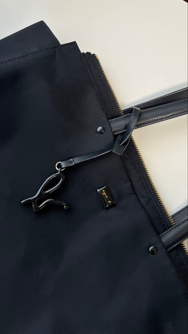 【A4サイズ対応】アニエスベー　ナイロン製ビジネスバッグ　ブラック