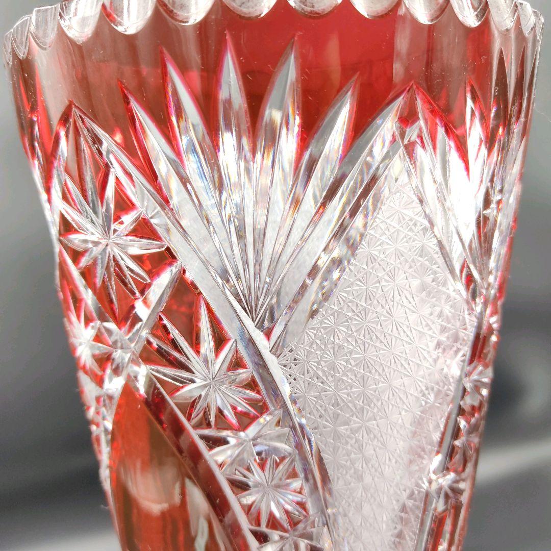 【超希少　特大サイズ　高さ　約50cm】切子　花瓶　赤