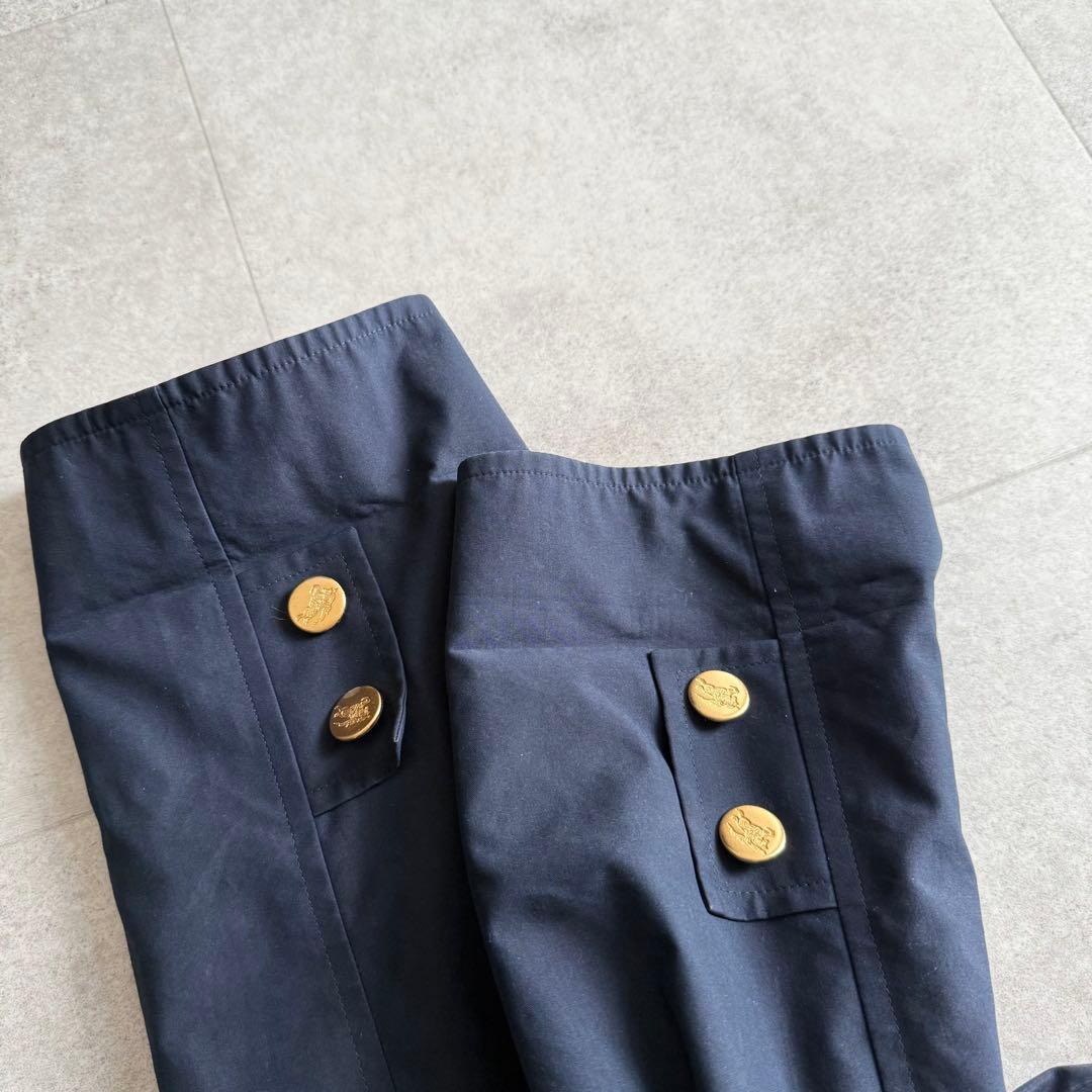 バーバリー　スプリングコート　ノバチェック　金ボタン　ホースロゴ　ネイビー　9