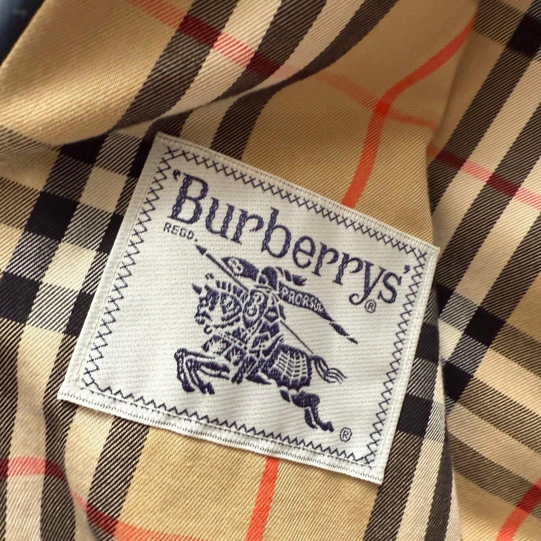 バーバリー　スプリングコート　ノバチェック　金ボタン　ホースロゴ　ネイビー　9