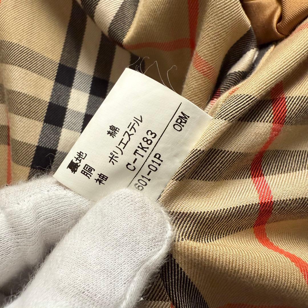 バーバリー　スプリングコート　ノバチェック　金ボタン　ホースロゴ　ネイビー　9