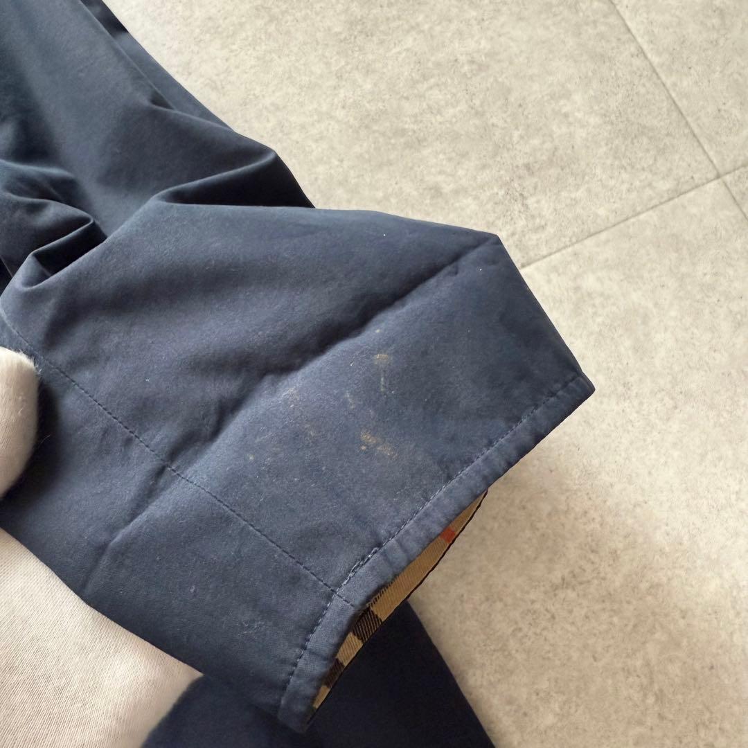 バーバリー　スプリングコート　ノバチェック　金ボタン　ホースロゴ　ネイビー　9