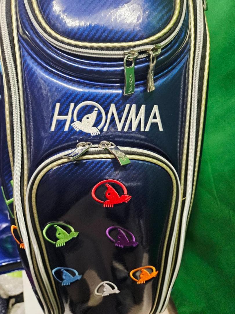 送料無料／お買い得　HONMA 高級エナメル キャディバッグ総刺繡BLUE
