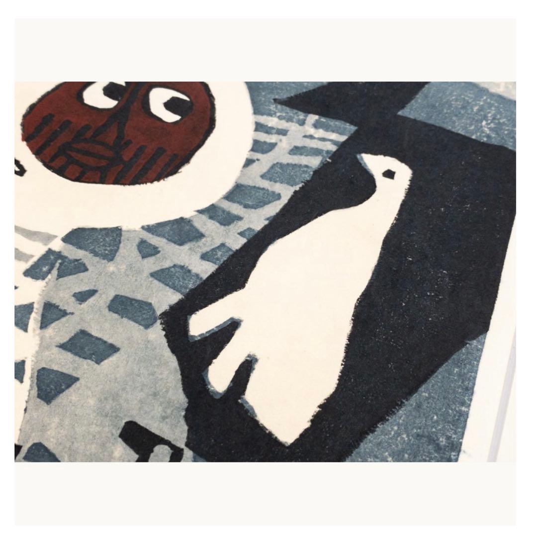 畦地梅太郎 「冬山」 木版画 1963年作 サインあり