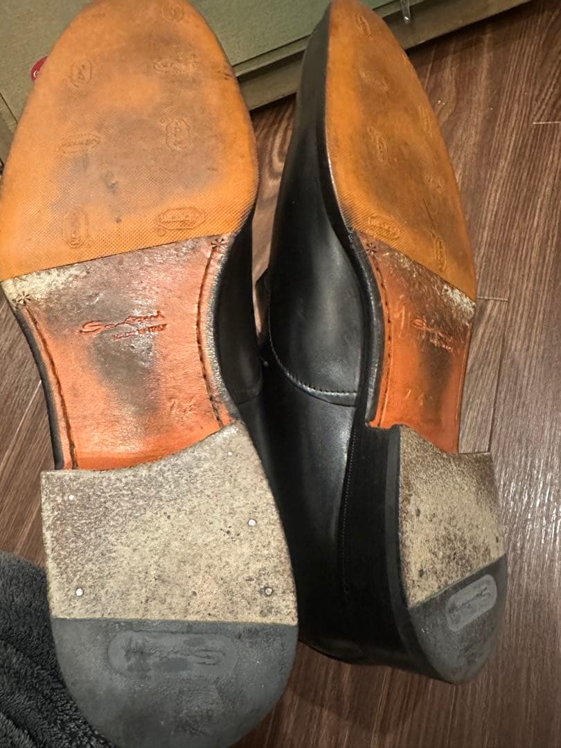 santoni ブラックレザー ドレスシューズ 7ハーフ　サントーニ