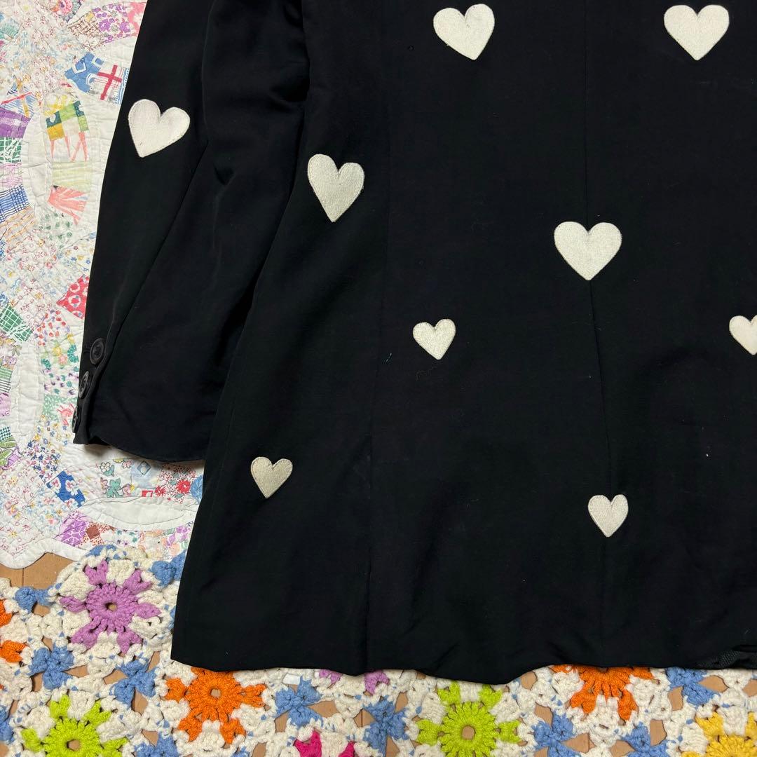 US vintage ハート　パッチ　テーラードジャケット　ポーランド製　古着