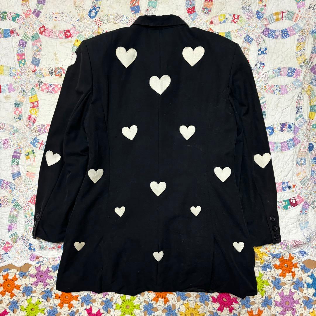 US vintage ハート　パッチ　テーラードジャケット　ポーランド製　古着