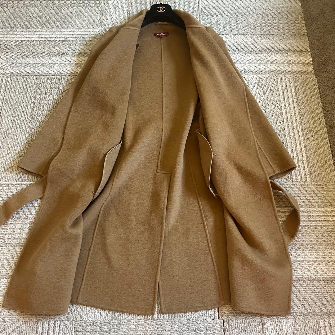 マックスマーラスタジオ カシミヤ ガウンコート ベルト mサイズ キャメル色