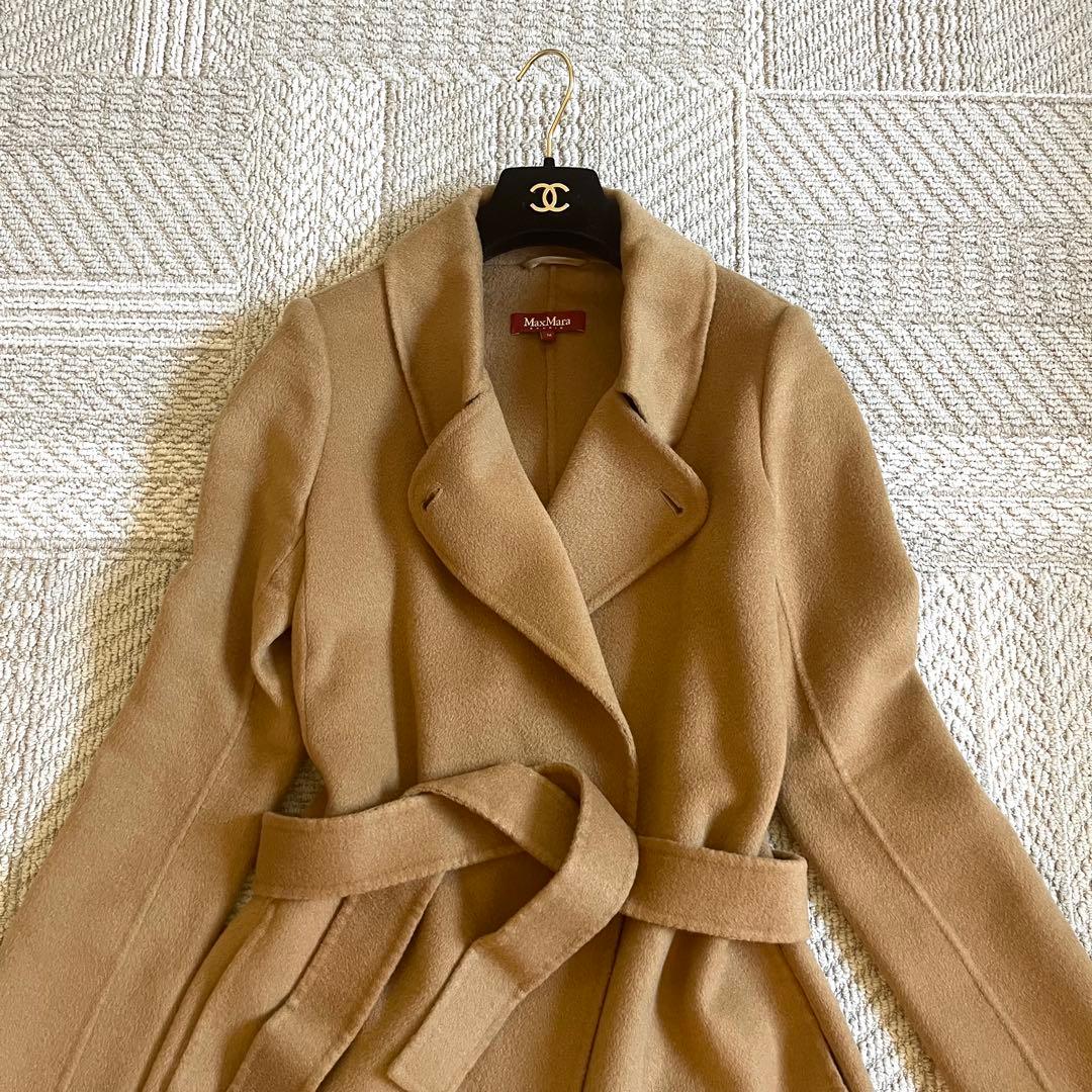 マックスマーラスタジオ カシミヤ ガウンコート ベルト mサイズ キャメル色
