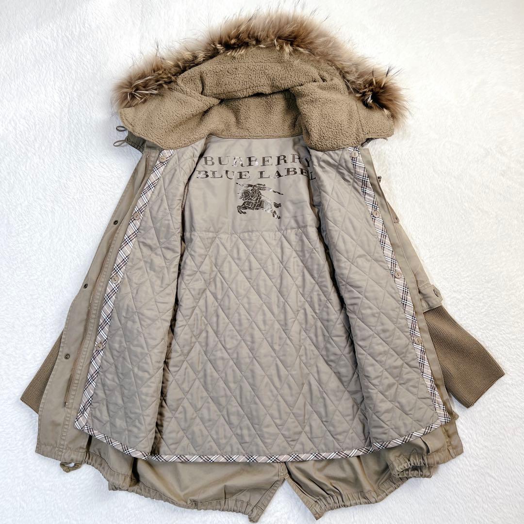 BURBERRY BLUELABEL ロングコート ライナー 3WAY ファー