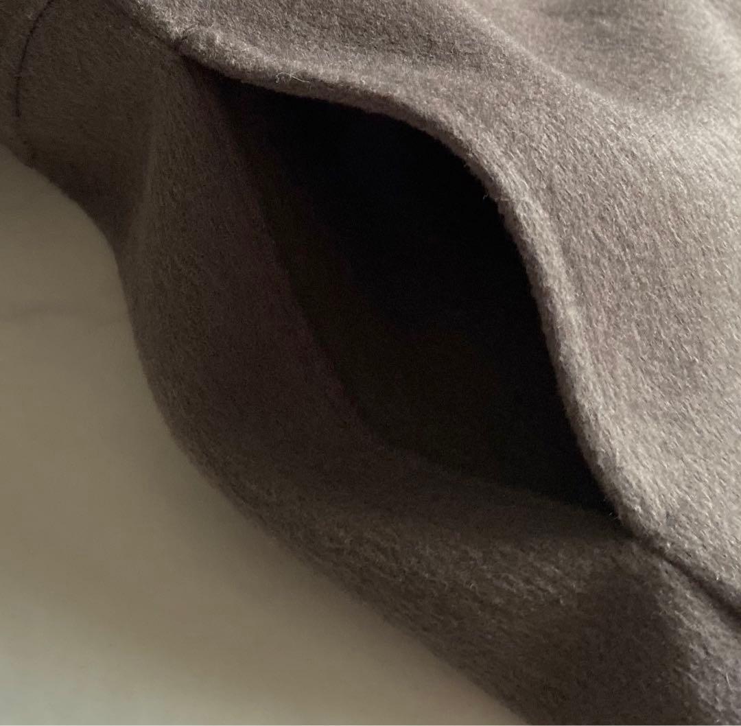 Plage Beaver ノーカラー ロングコート モカ サイズ38