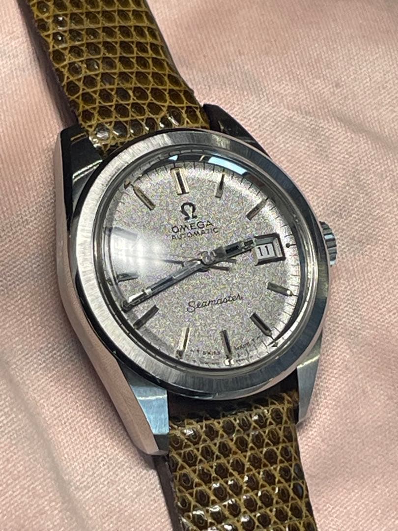 SWISS OMEGA Seamaster 自動巻 新品未使用リザード　箱　稼働