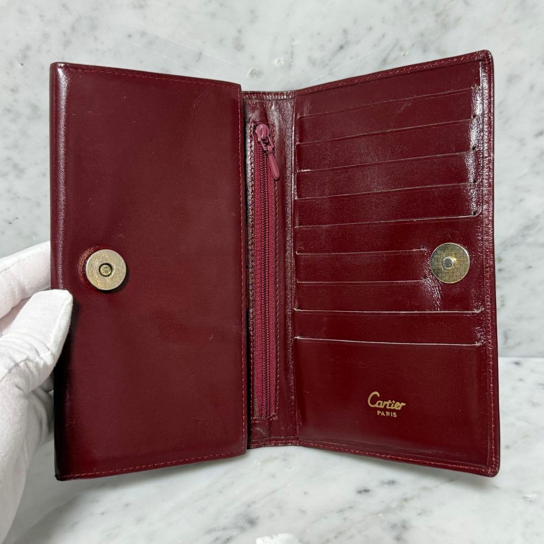 Cartier カルティエ 二つ折り財布 がま口 マストライン 本革 レザー