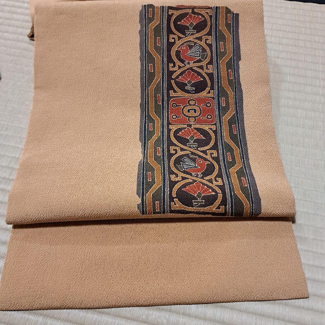 さくまる　染めちりめん名古屋帯　茶道杓立て　袋帯　帯締め+帯留