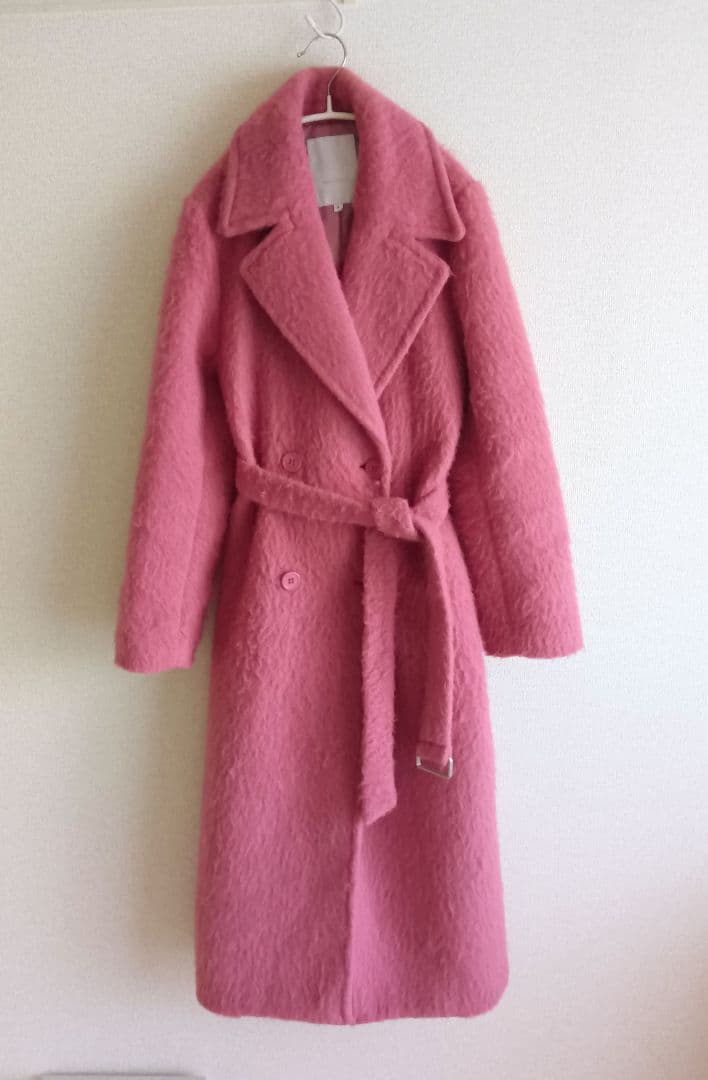シャギーチェスターコート　ピンク