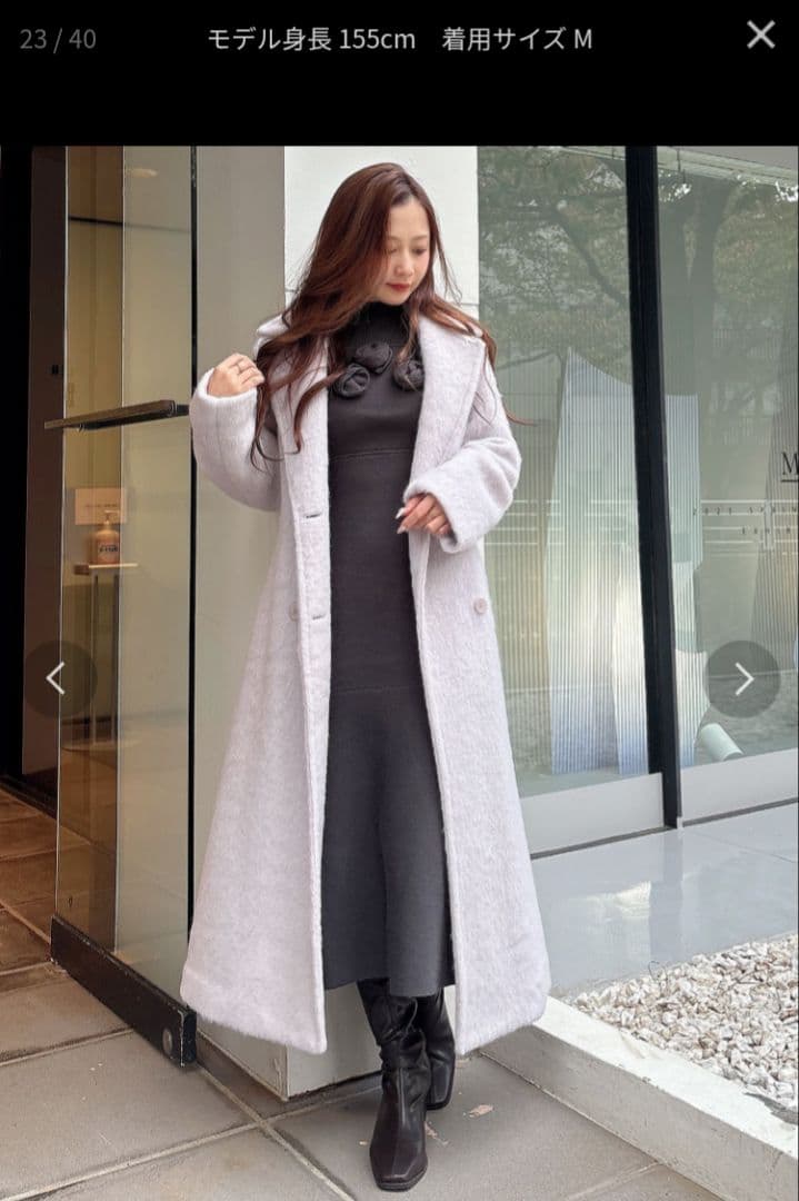 シャギーチェスターコート　ピンク