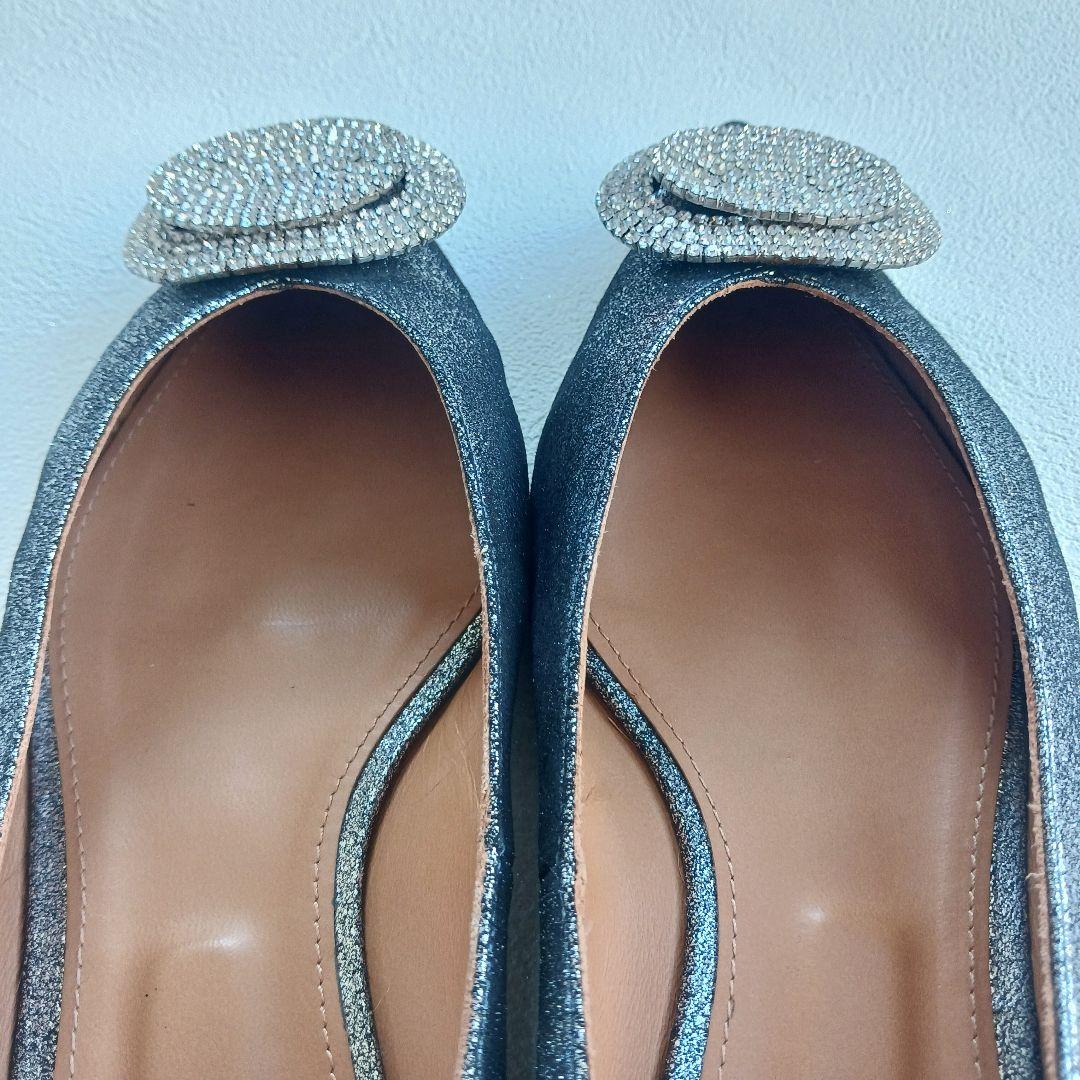 ピッピシック フラットシューズ パンプス ラメ グリッター ビジュー 大きい38