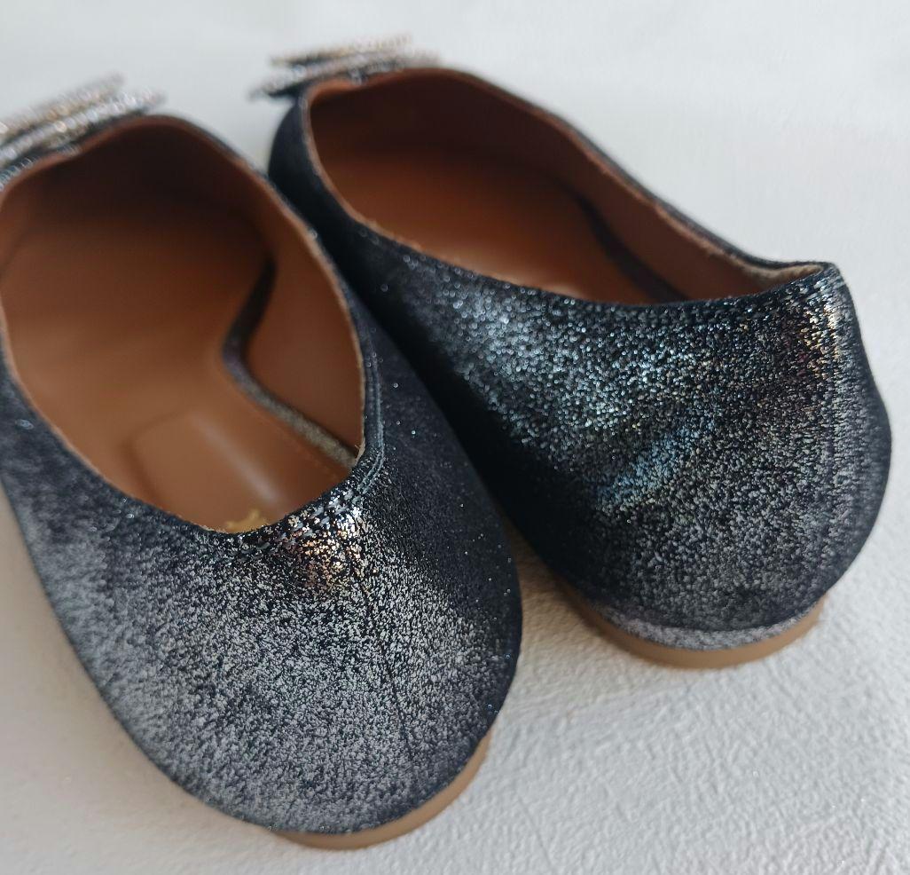 ピッピシック フラットシューズ パンプス ラメ グリッター ビジュー 大きい38