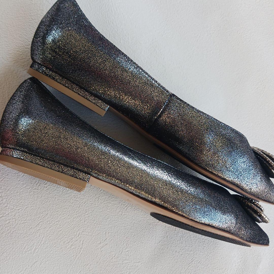 ピッピシック フラットシューズ パンプス ラメ グリッター ビジュー 大きい38