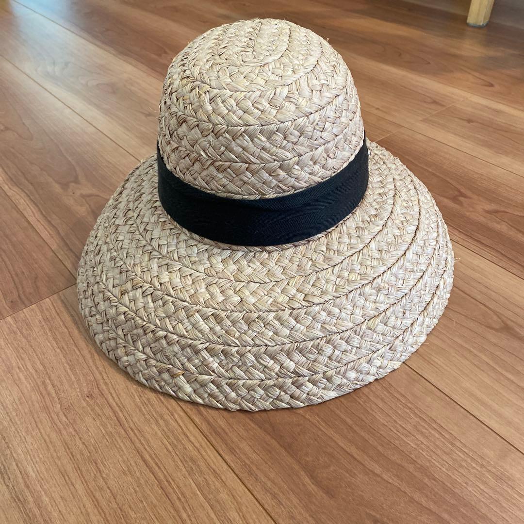 へレンカミンスキー　麦わら帽子　黒リボン付き