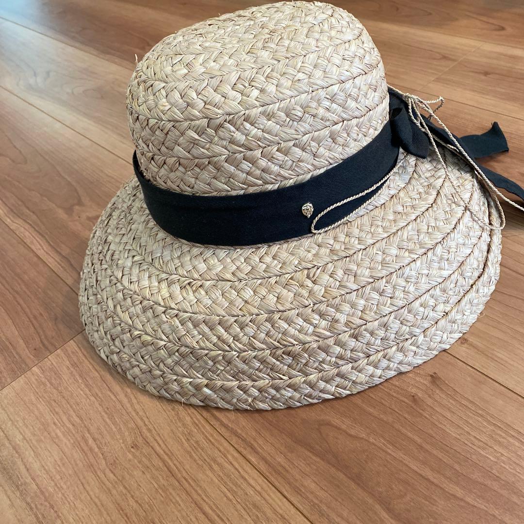 へレンカミンスキー　麦わら帽子　黒リボン付き