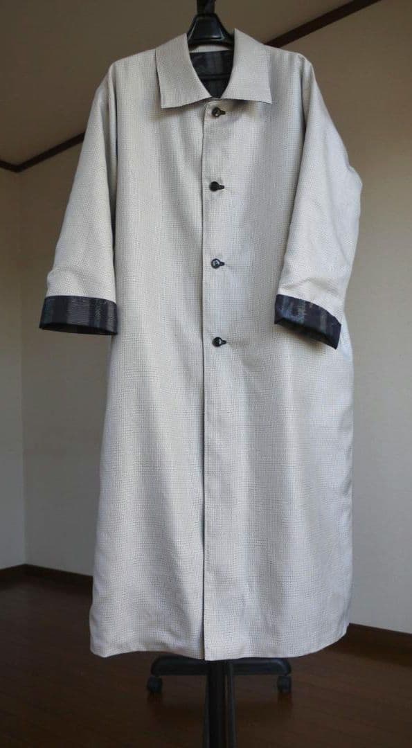 専用　大胆竹模様の大島紬×白亀甲紬　リバーシブルコート　着物リメイク