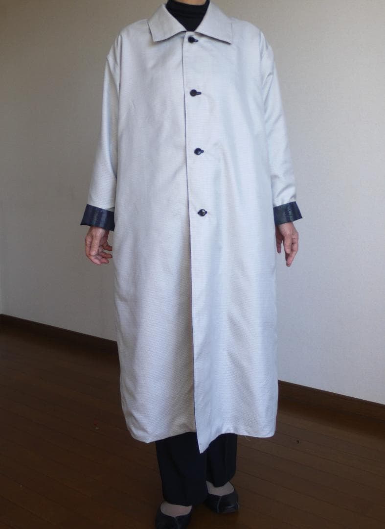 専用　大胆竹模様の大島紬×白亀甲紬　リバーシブルコート　着物リメイク