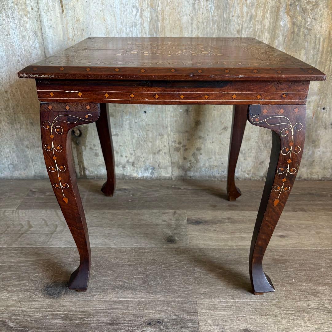 木象嵌　スクエア　サイドテーブル　ヴィンテージ