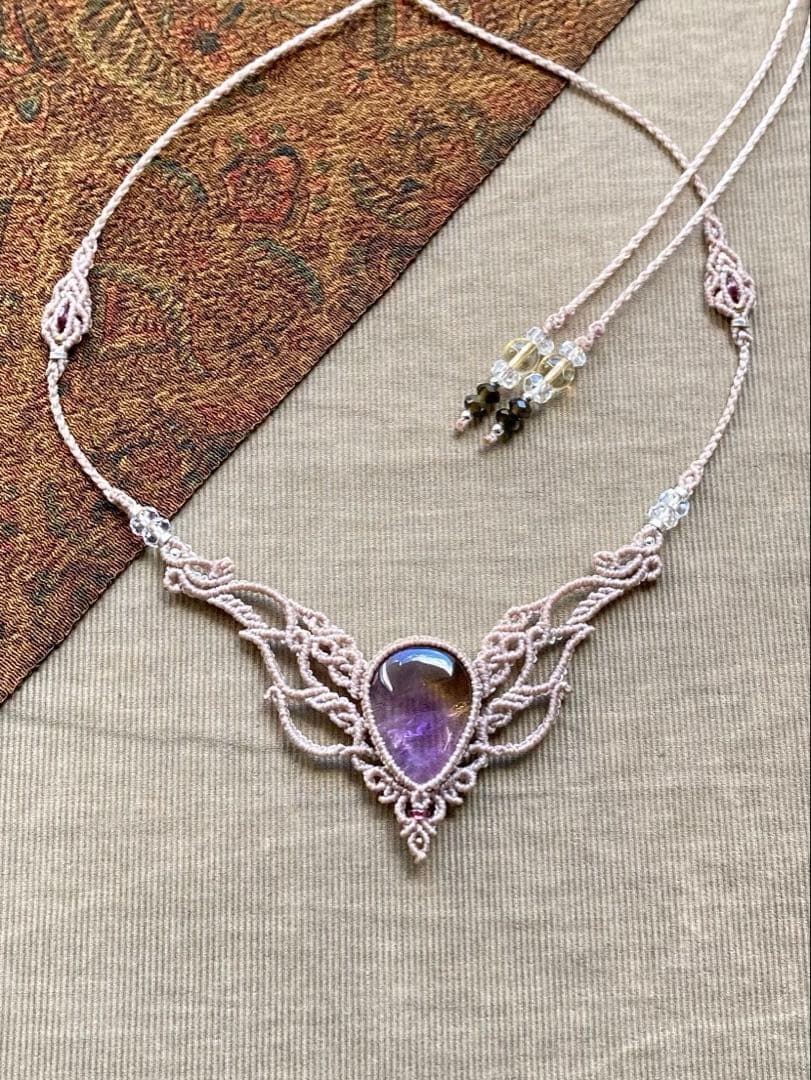 アメトリン　マクラメネックレス