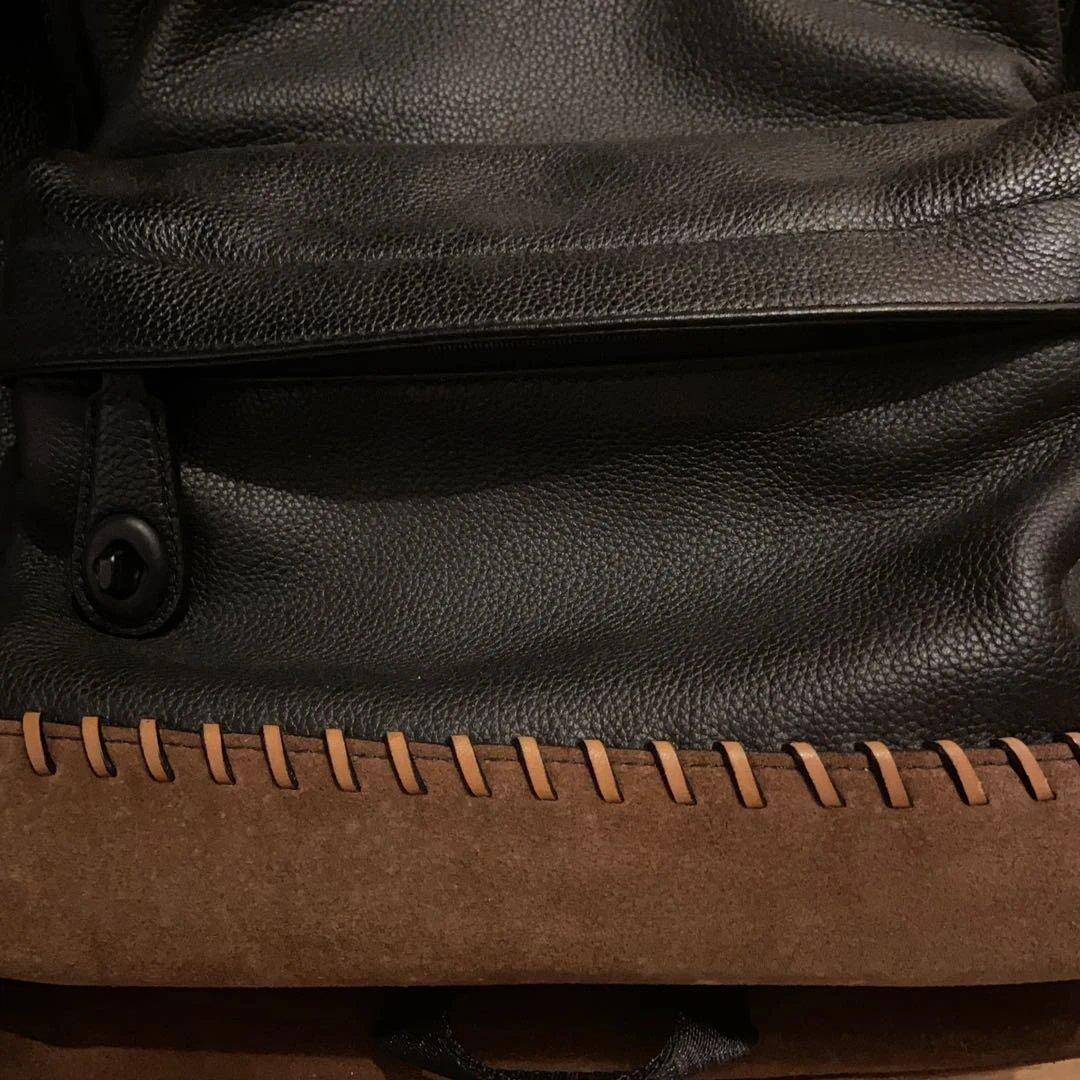 COACH メンズ レザーバックパック ブラック×ブラウン