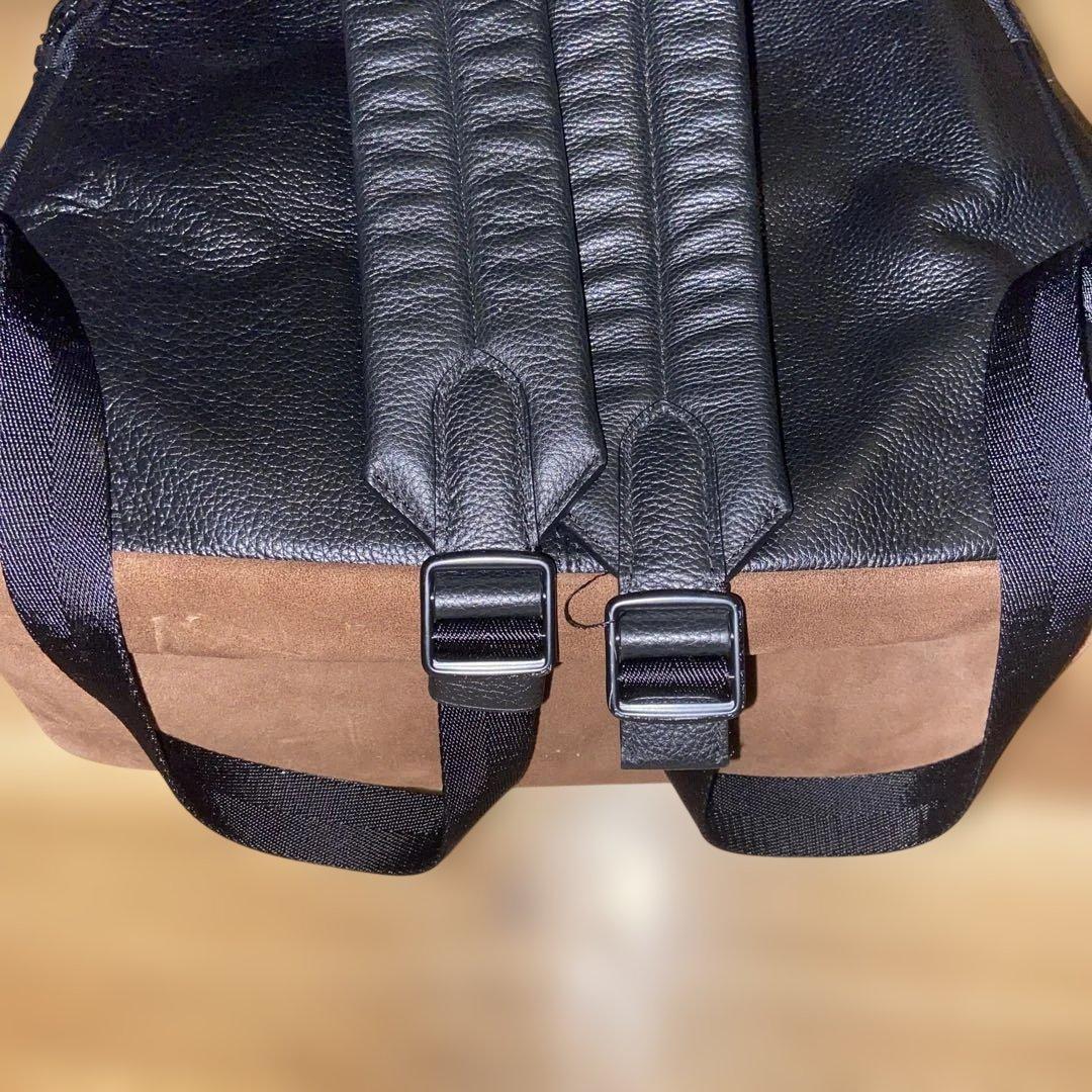 COACH メンズ レザーバックパック ブラック×ブラウン