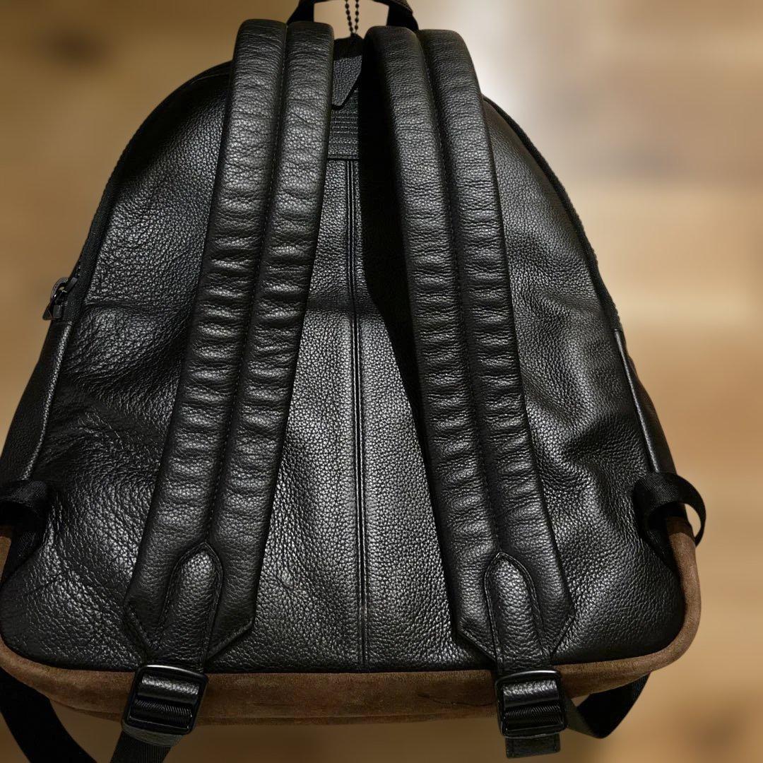 COACH メンズ レザーバックパック ブラック×ブラウン