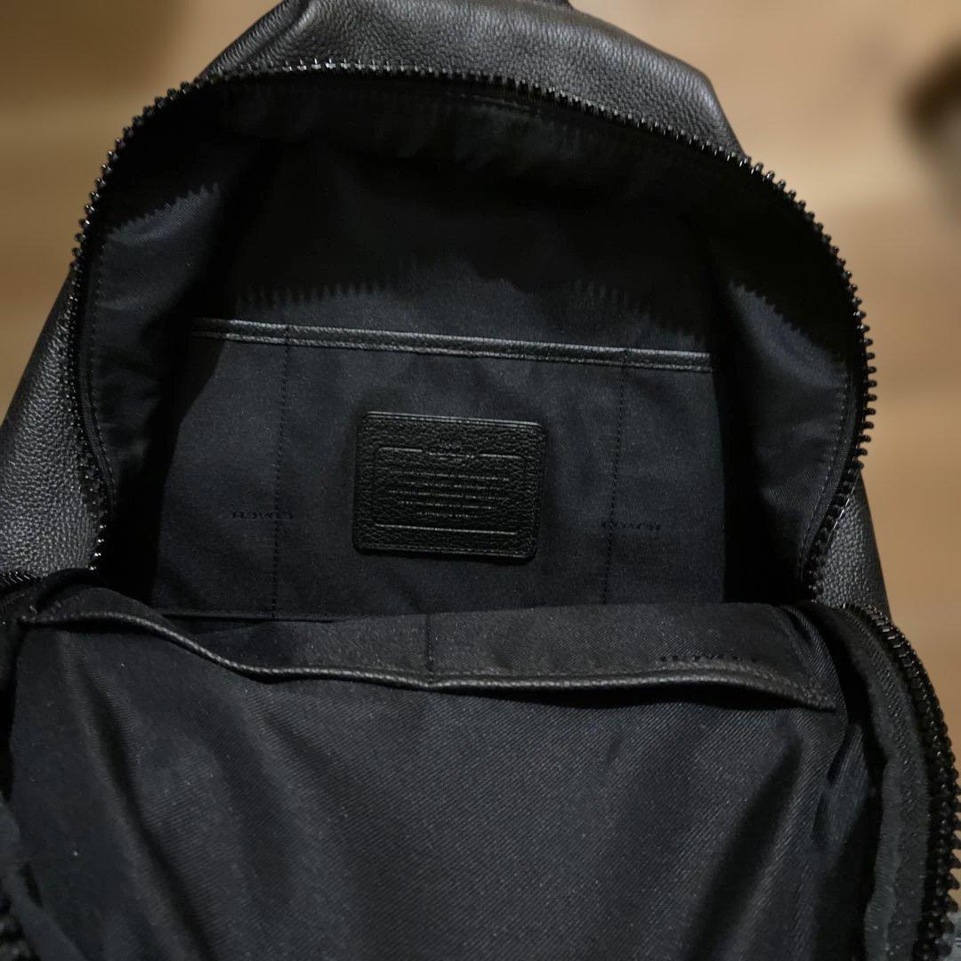 COACH メンズ レザーバックパック ブラック×ブラウン
