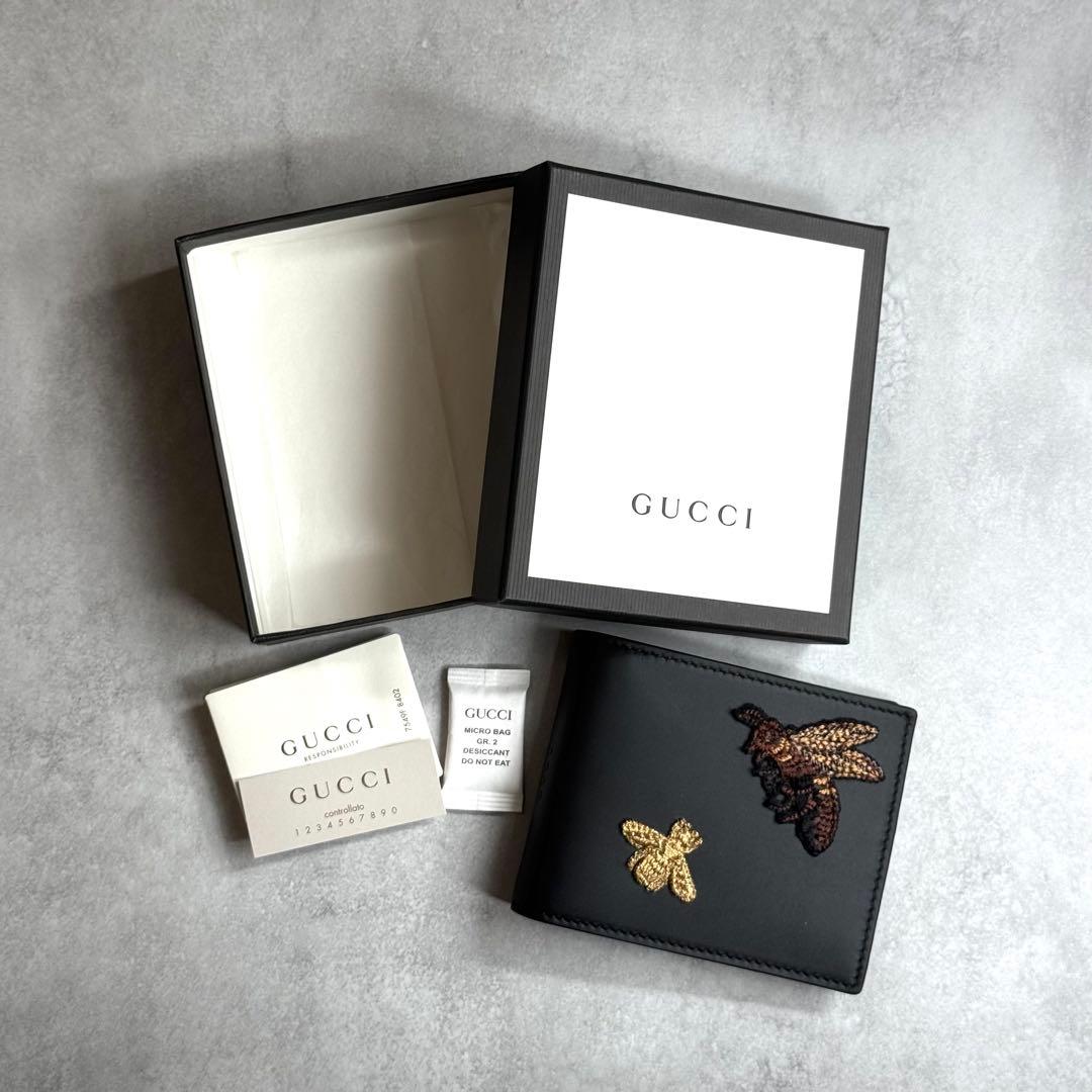 【希少/新品】 GUCCI グッチ / ビーアップリケマネークリップ ブラック