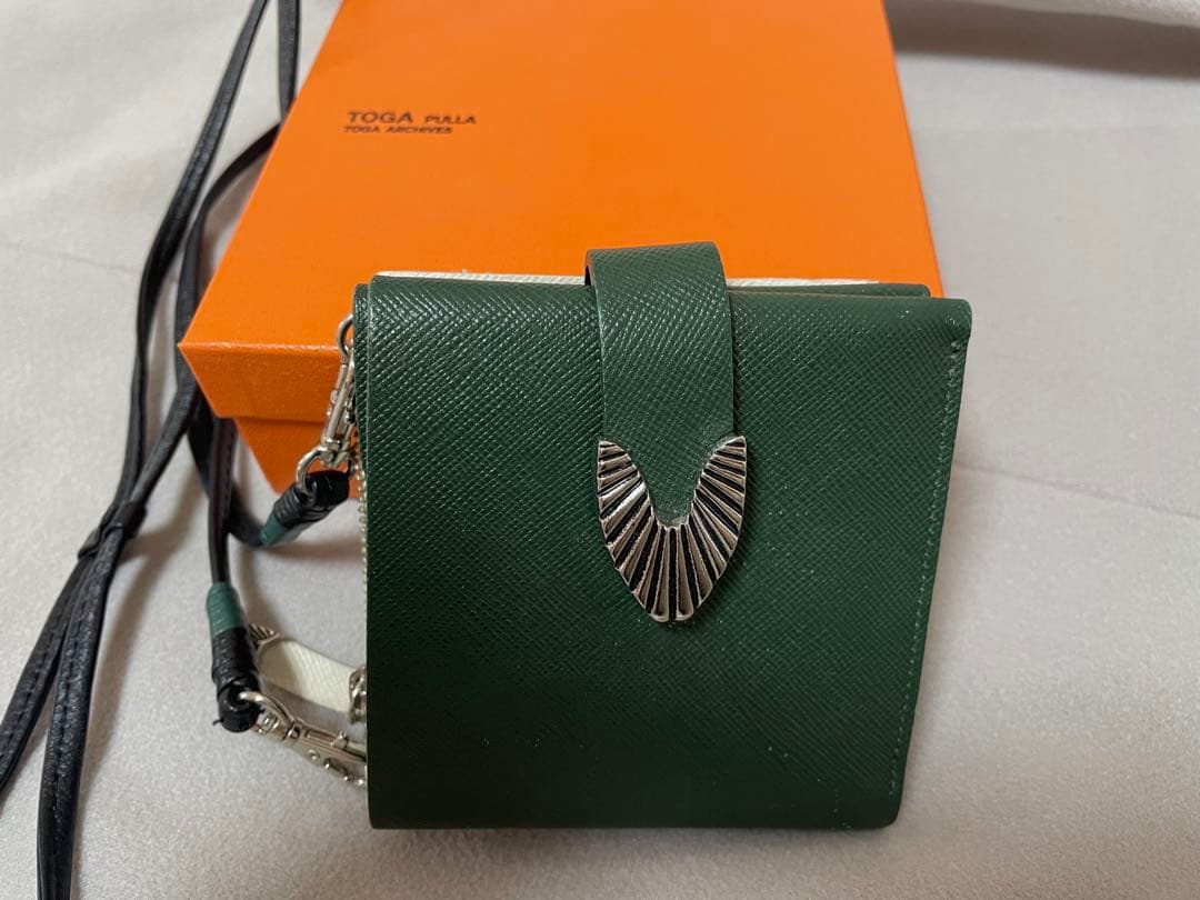小物 LEATHER SHOULDER WALLET Green/TOGA PULLA