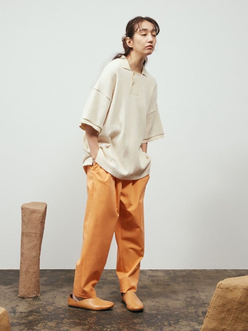 Dulcamara 24SS ワッフルSスリーブポロ　キナリ