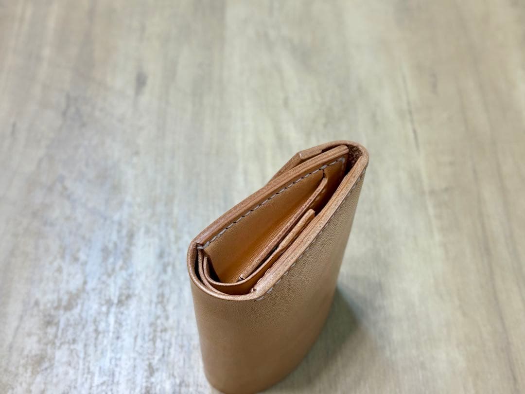 ハンドメイド 二つ折り財布 栃木レザー サドルレザー ナチュラル