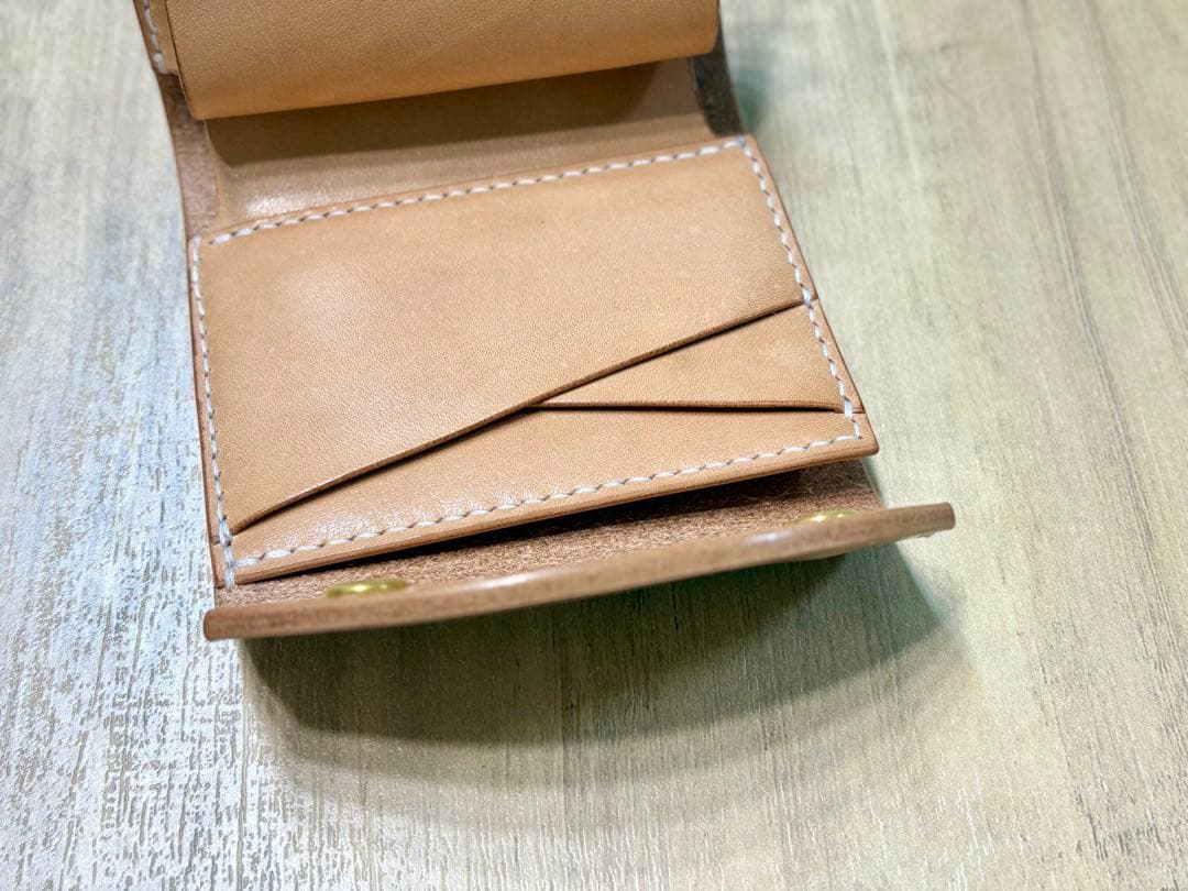ハンドメイド 二つ折り財布 栃木レザー サドルレザー ナチュラル