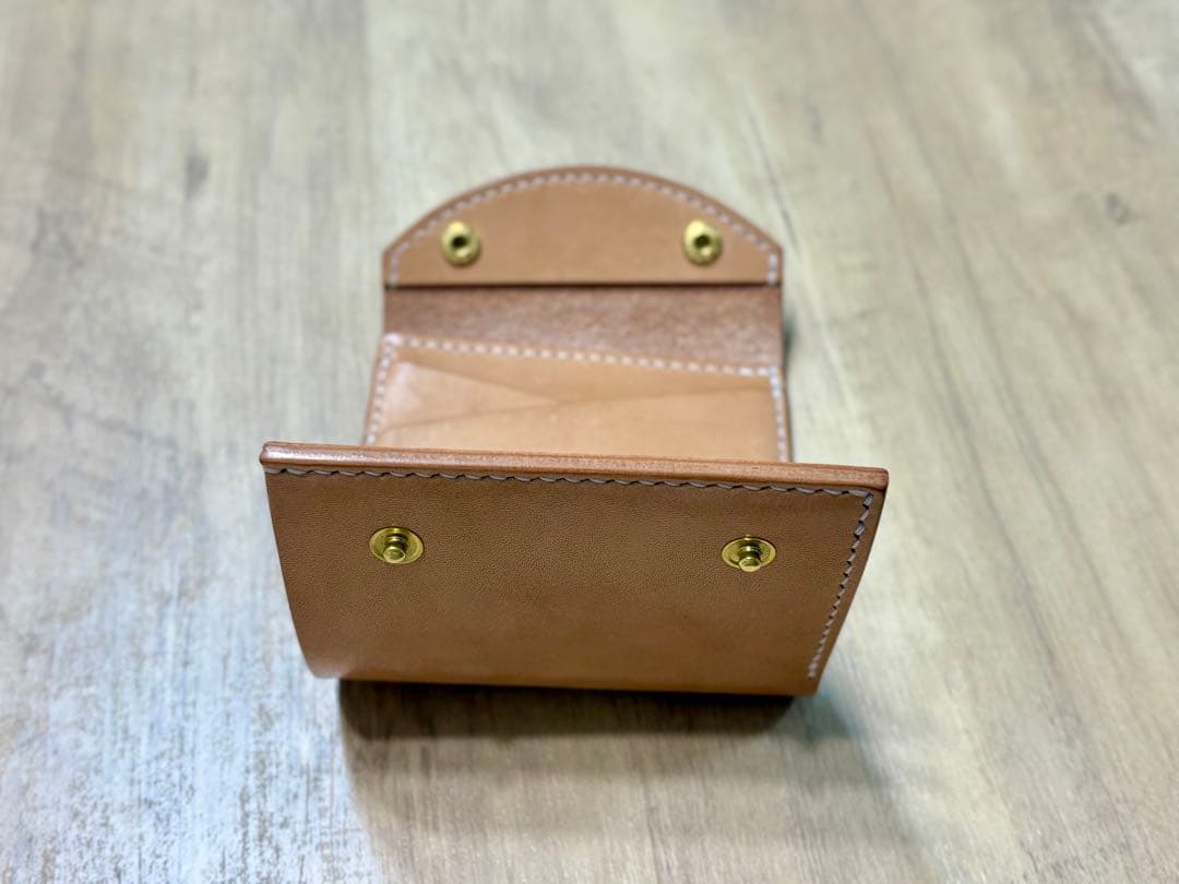 ハンドメイド 二つ折り財布 栃木レザー サドルレザー ナチュラル