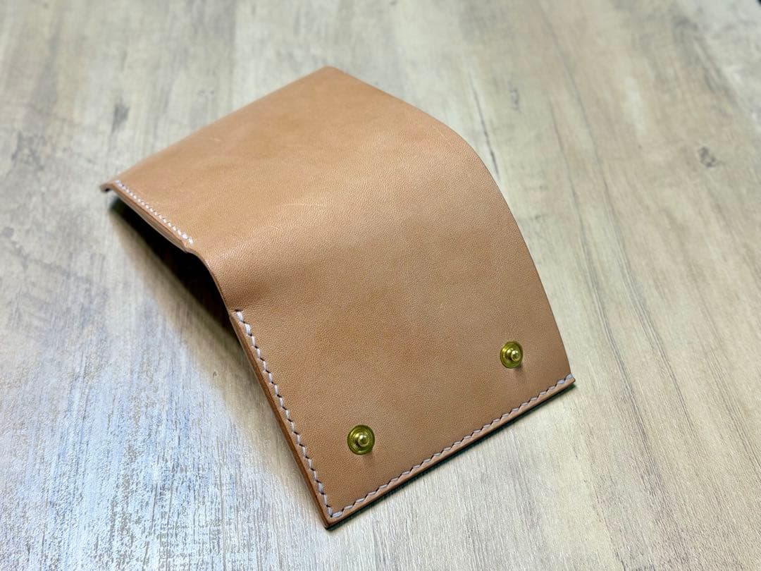 ハンドメイド 二つ折り財布 栃木レザー サドルレザー ナチュラル