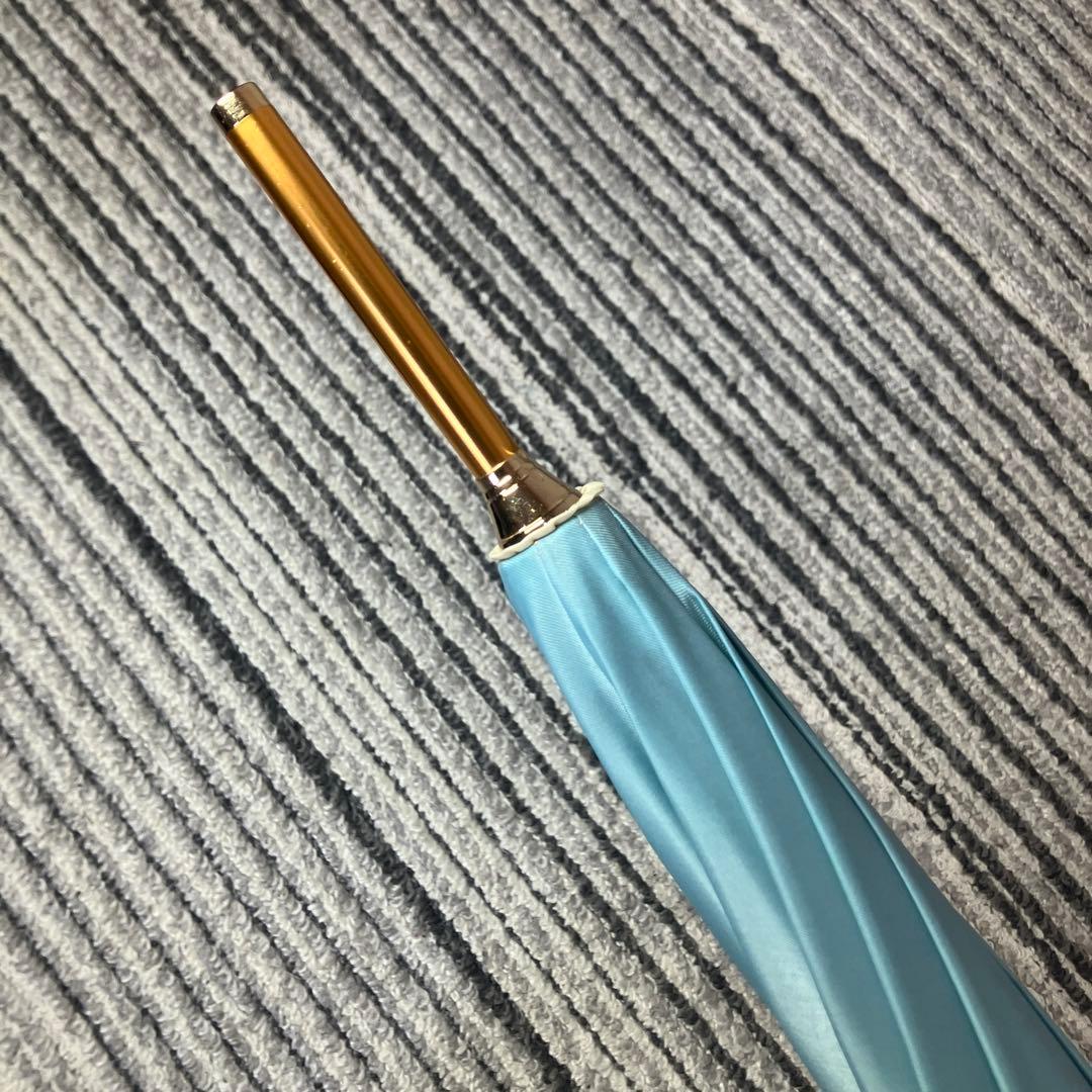 【未使用品】フルラ ボーダー 晴雨兼用 長傘 日傘 ジャンプ式 ブルー