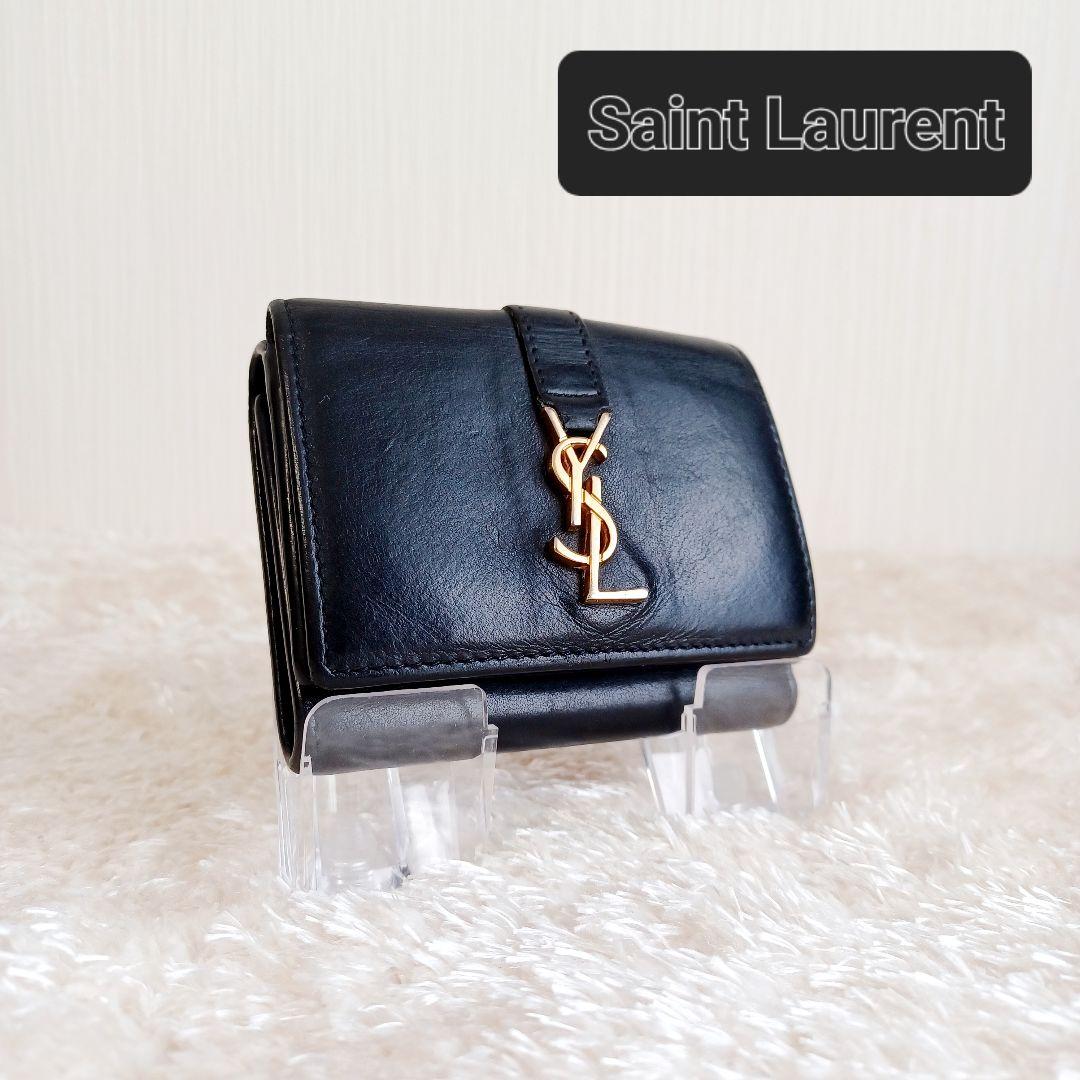 ✨極美品✨YSLサンローラン　カサンドラ　二つ折り　タイニー　オリガミ　ブラック